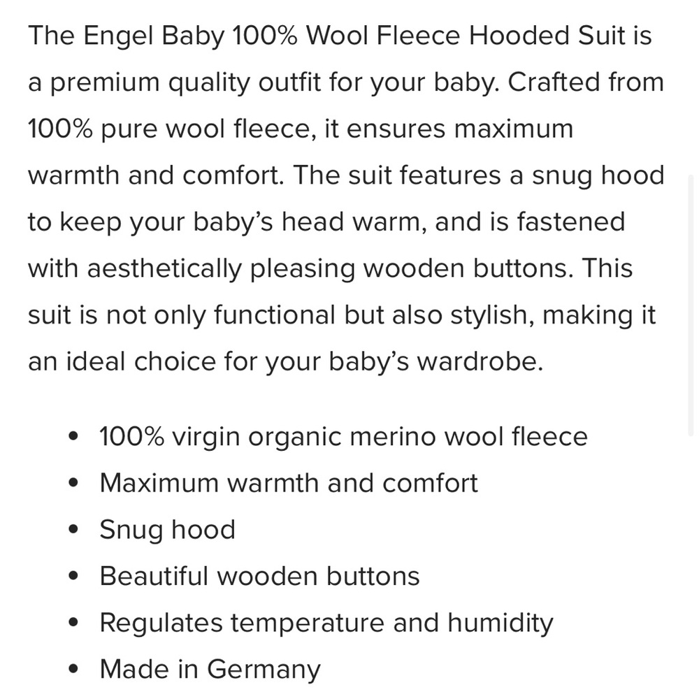 Engel Baby 100% Merino Wool Hooded One-Piece in Rosewood Melange Size 3-6M NWOT - Picture 3 of 3